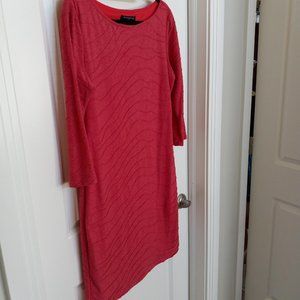 Sharagano Red Knit Dress Sz 14 EUC 3/4 Sleeve Lined